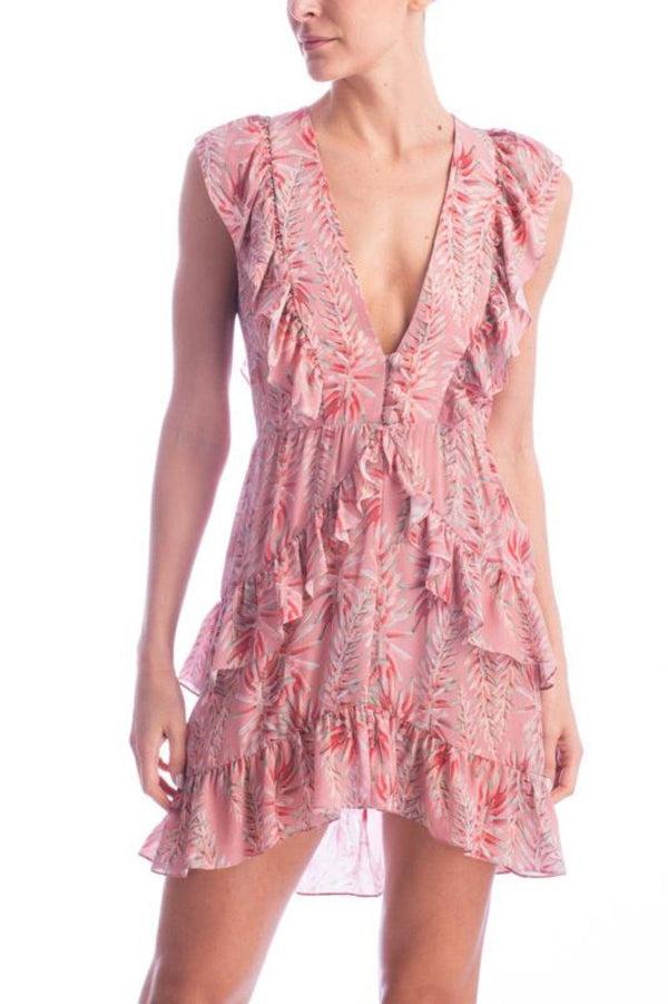 Adriana Degreas Pink Aloe Ruffled Short Dress