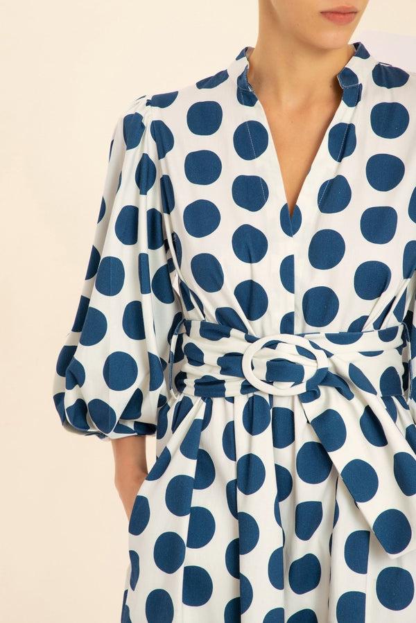 Adriana Degreas Pois Compose Midi Dress With Belt