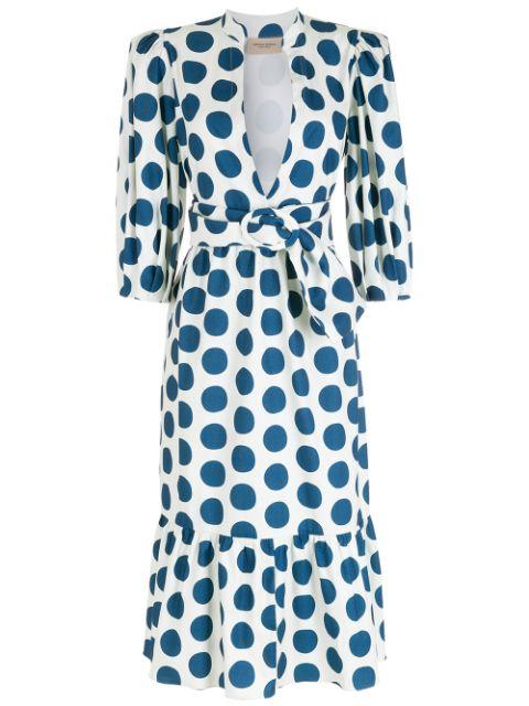Adriana Degreas Pois Compose Midi Dress With Belt
