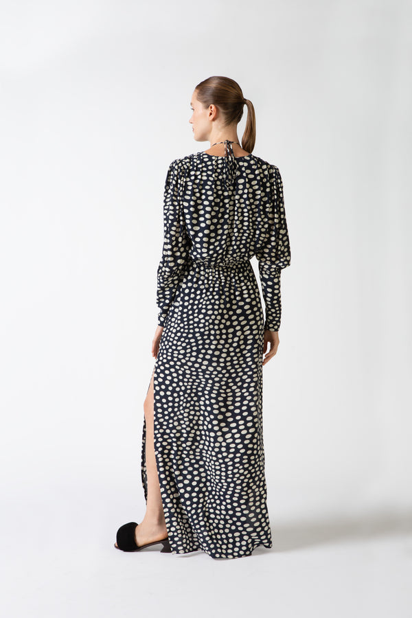Adriana Degreas Pois Plunge-Neck Maxi Dress