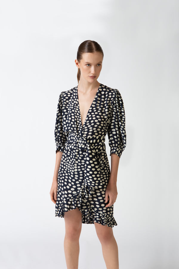 adriana Degreas Pois Plunge-Neck Short Dress