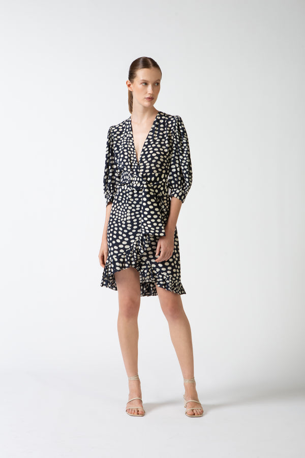 adriana degreas Pois Plunge-Neck Short Dress