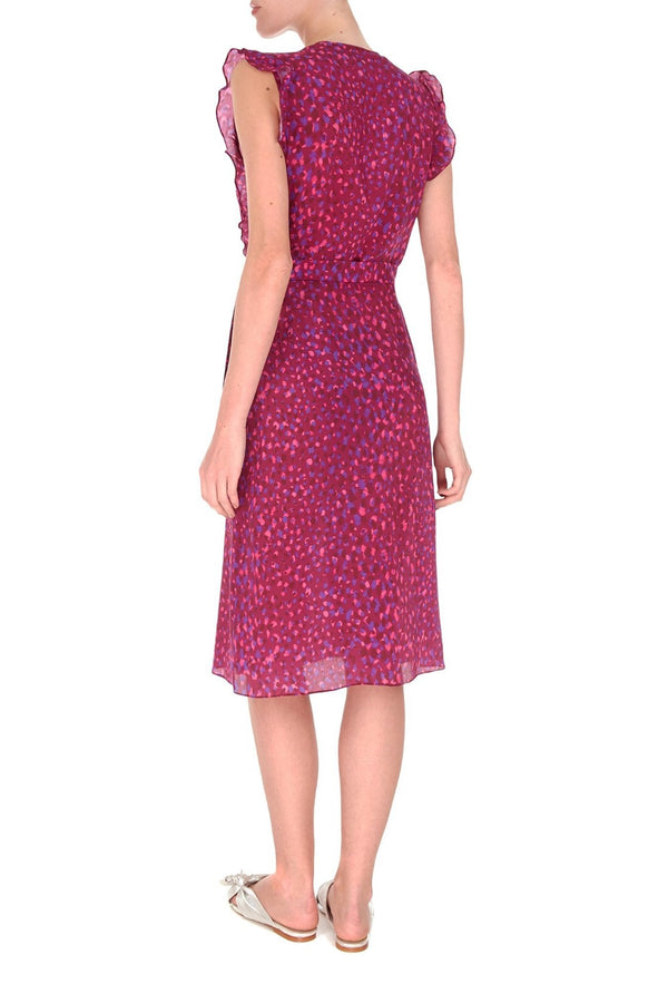 Adriana Degreas Pomegranate Dress With Ruffles