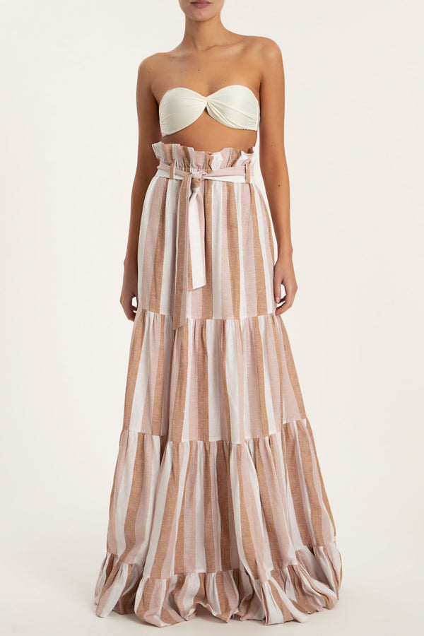 adriana degreas Porto Striped Clochard Long Skirt