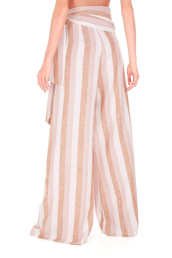 Adriana Degreas Porto Striped Wide Pants With Sash