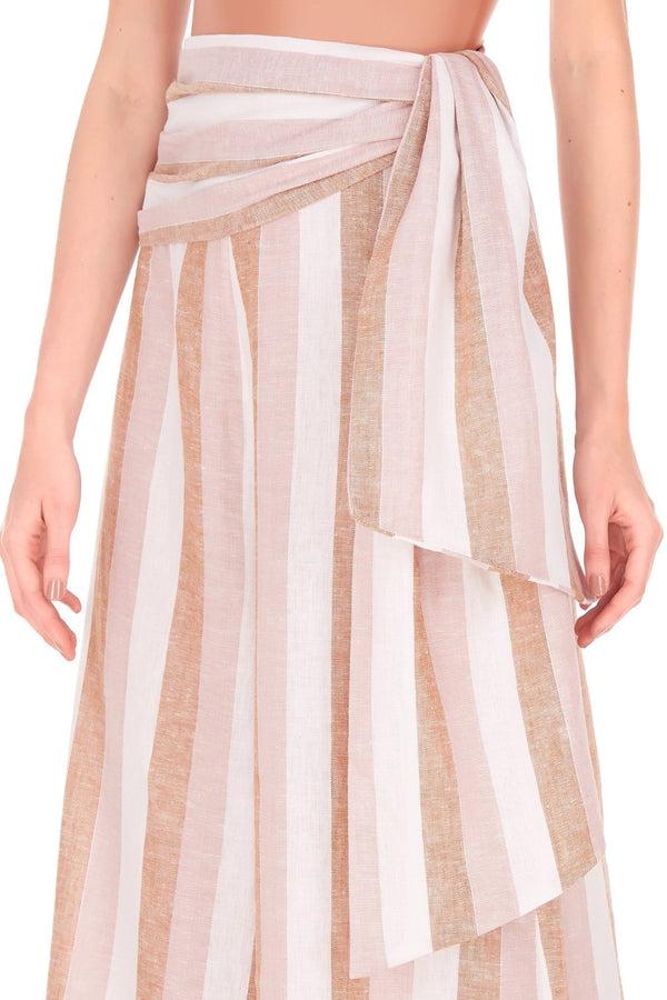 Adriana Degreas Porto Striped Wide Pants With Sash