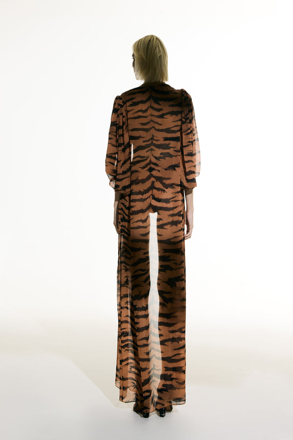 Adriana Degreas Puff Sleeve Silk Robe