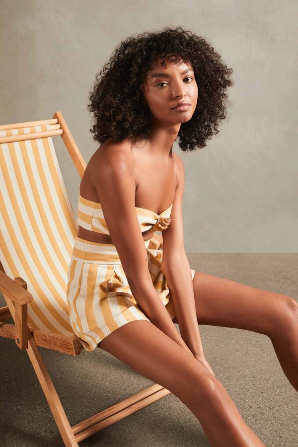 Adriana Degreas Riviera Striped Pleated Shorts