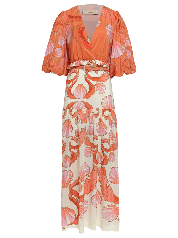 Adriana Degreas Seashell Long V-Neck Dress