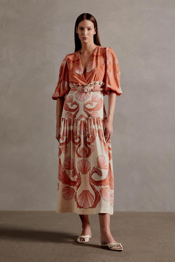 adriana degreas Seashell Long V-Neck Dress