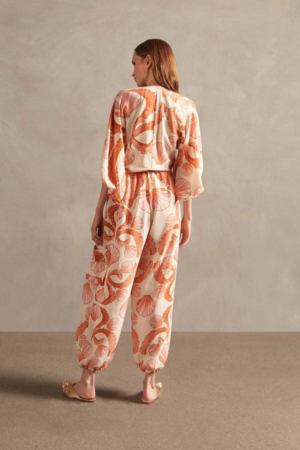 Adriana Degreas Seashell Puff Sleeve Shirt