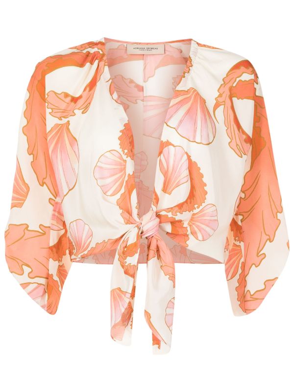 Adriana Degreas Seashell Puff Sleeve Shirt