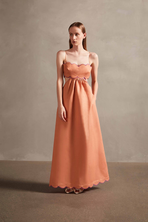 Adriana Degreas Seashell Solid Cut-Out Long Dress