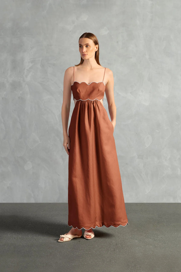 Adriana Degreas Seashell Solid Cut-Out Long Dress