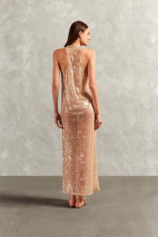 Adriana Degreas Sequins Plunge-Neck Long Dress