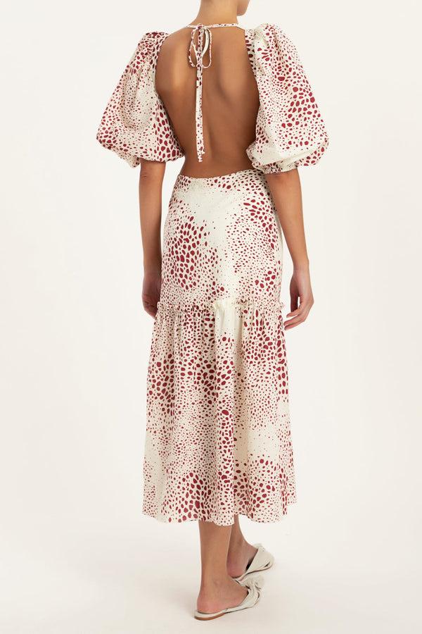 Adriana Degreas Serpent Puff-sleeved Midi Dress