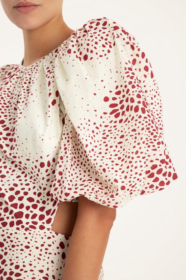 Adriana Degreas Serpent Puff-sleeved Midi Dress