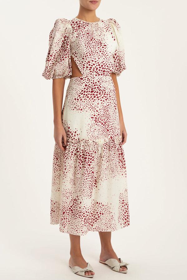 Adriana Degreas Serpent Puff-sleeved Midi Dress