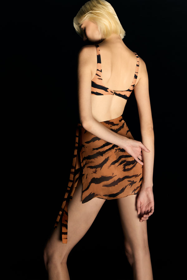 Adriana Degreas Side-Tie Silk Mini Skirt