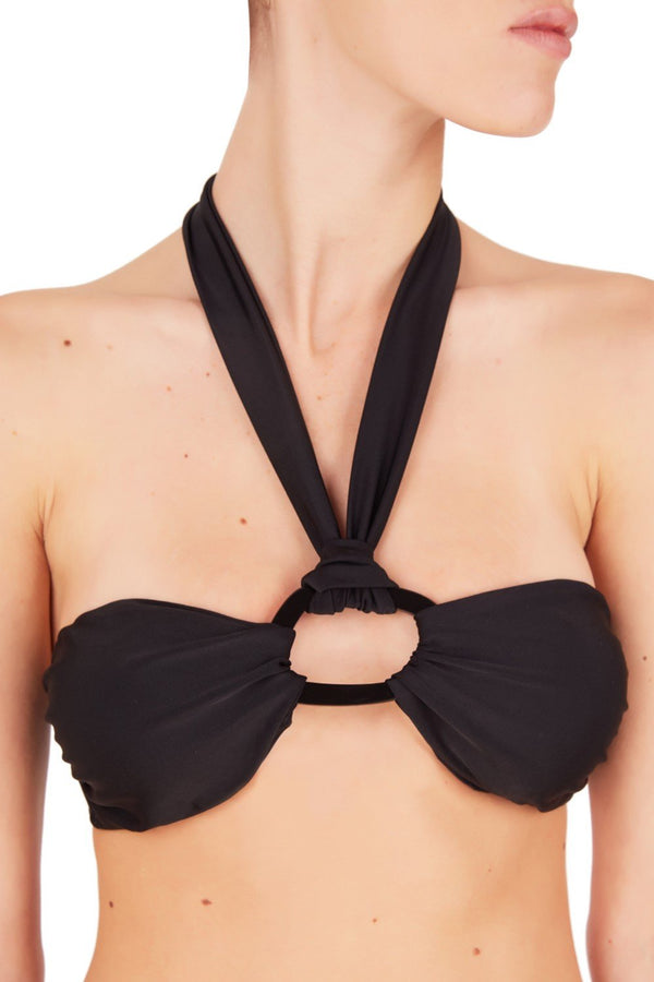 Adriana Degreas Solid Bandeau Bikini With Hoop