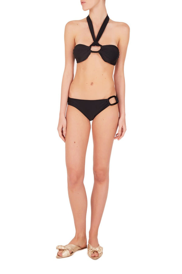 adriana degreas Solid Bandeau Bikini With Hoop