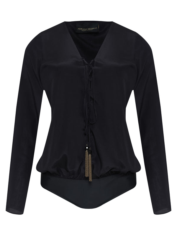 Adriana Degreas Solid Black Bodysuit