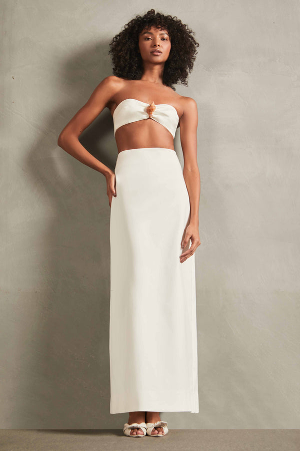 adriana degreas Solid Cotton Top & Skirt Set