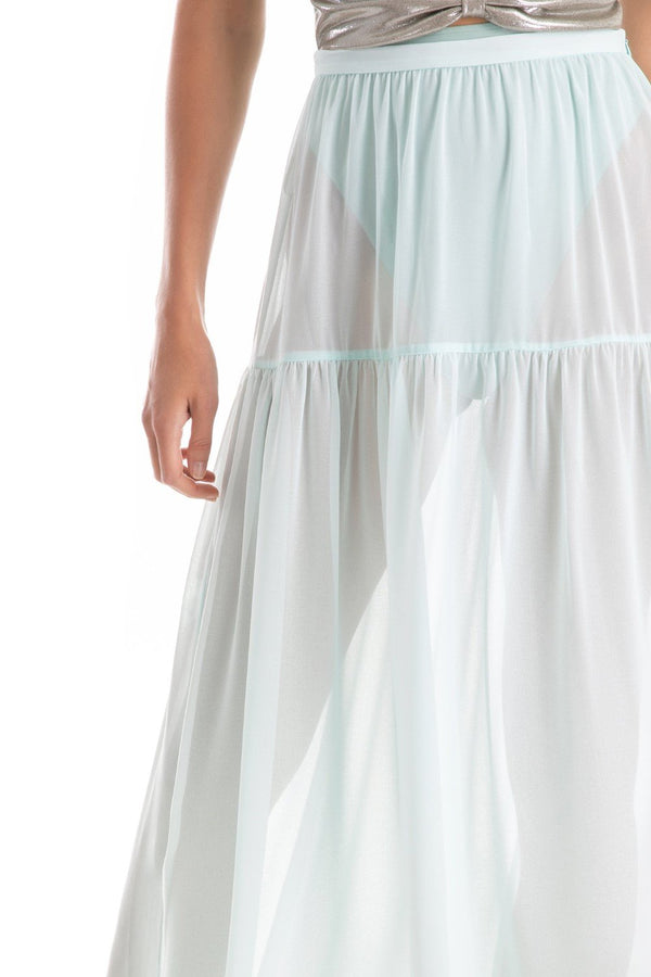 Adriana Degreas Solid Frilled Long Skirt
