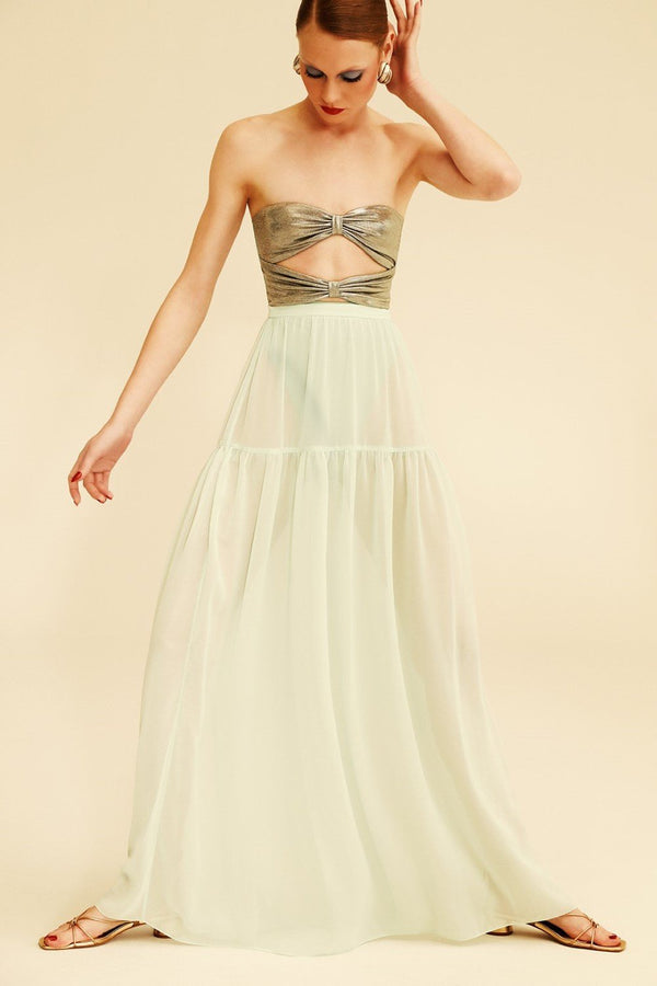 Adriana Degreas Solid Frilled Long Skirt