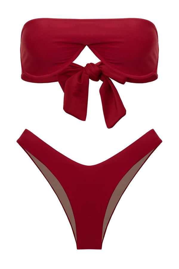 Adriana Degreas Solid High-Leg Bandeau Bikini