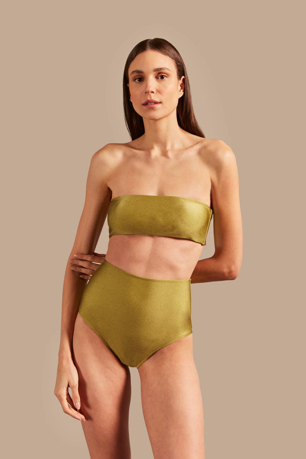 adriana degreas Solid High-Waisted Bandeau Bikini