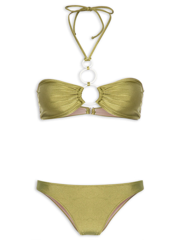 Adriana Degreas Solid Hoops Strapless Bikini