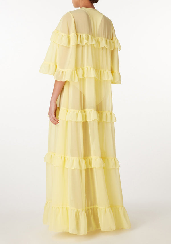 Adriana Degreas Solid Long Dress With Ruffles