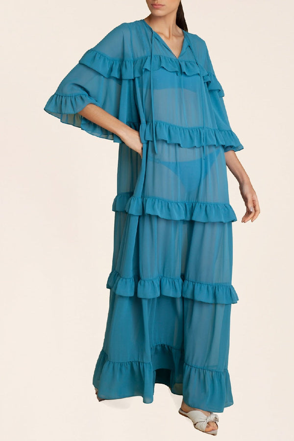 adriana degreas Solid Long Dress With Ruffles