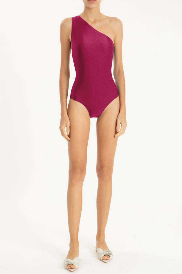 adriana degreas Solid One-Shoulder Swimsuit