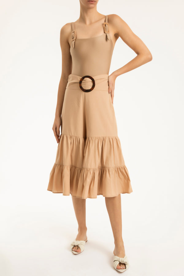 Adriana Degreas Solid Pantacourt Pants With Hoop