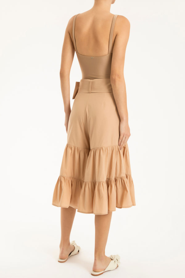 Adriana Degreas Solid Pantacourt Pants With Hoop