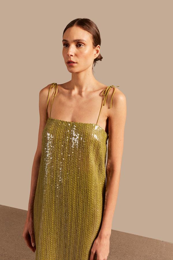 Adriana Degreas Solid Sequins Midi Dress