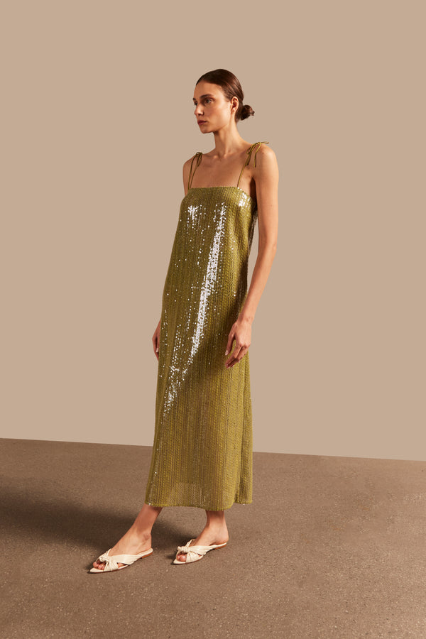 Adriana Degreas Solid Sequins Midi Dress