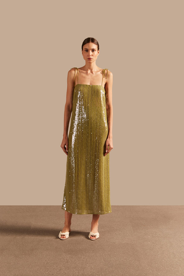 adriana degreas Solid Sequins Midi Dress