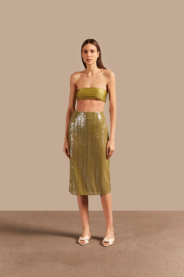 adriana degreas Solid Sequins Midi Skirt