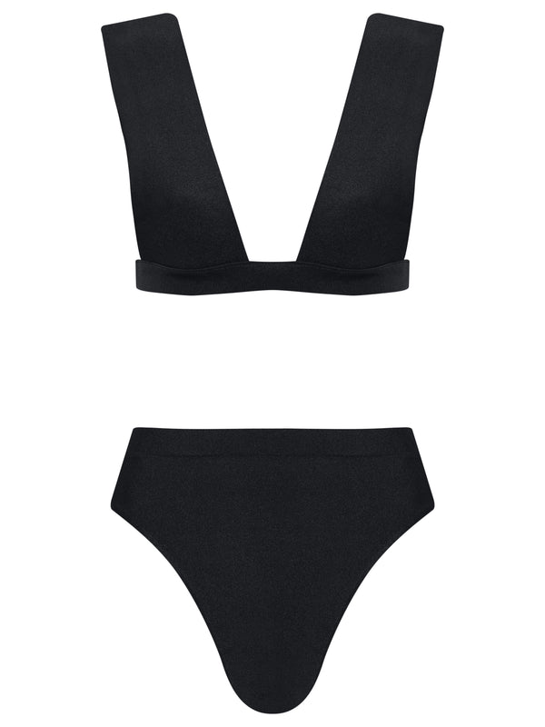 Adriana Degreas Solid Shoulder-Pad High-Leg Bikini