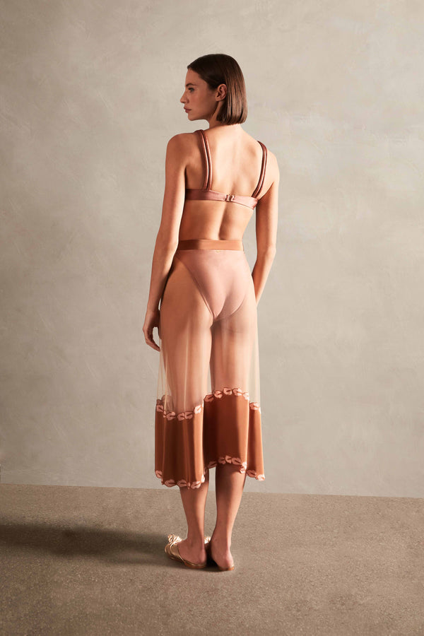 Adriana Degreas Spray Of Flower Tulle Midi Skirt