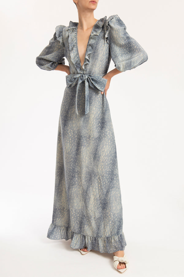 adriana degreas Stone Long Dress With Bow