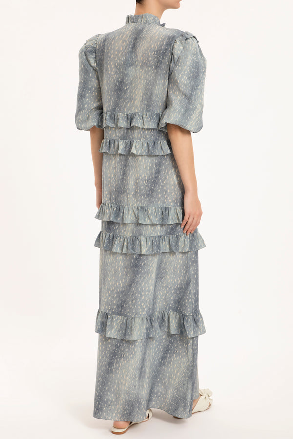 Adriana Degreas Stone Ruffled Long Dress