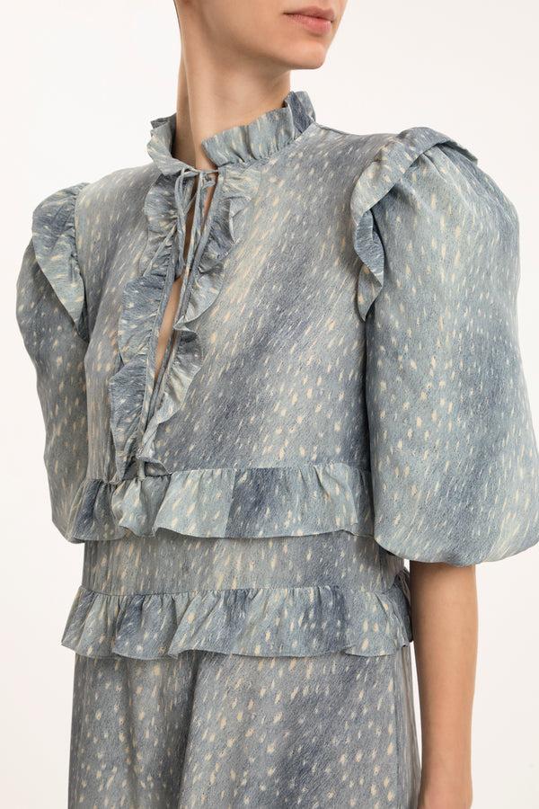 Adriana Degreas Stone Ruffled Long Dress