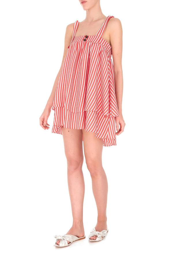 Adriana Degreas Striped Short Dress With Straps