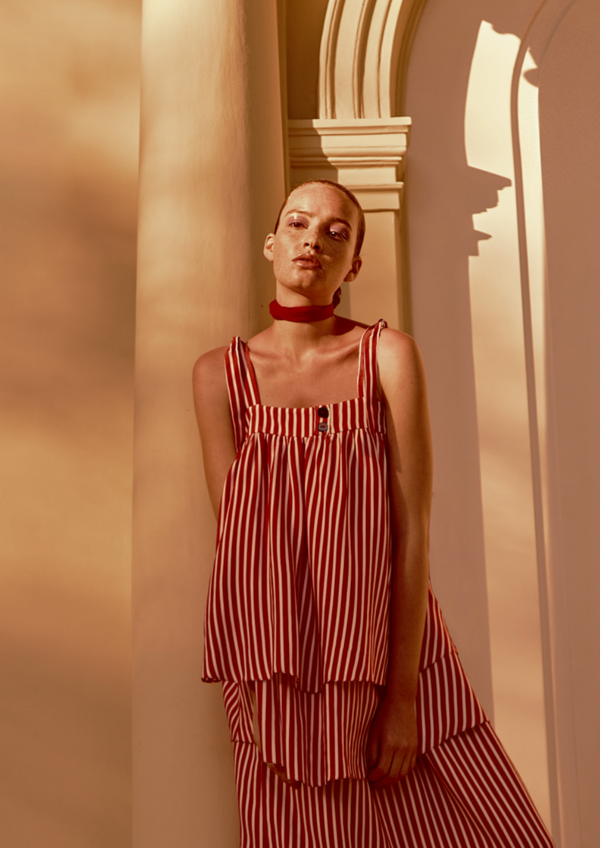 adriana degreas Striped Short Dress with Straps