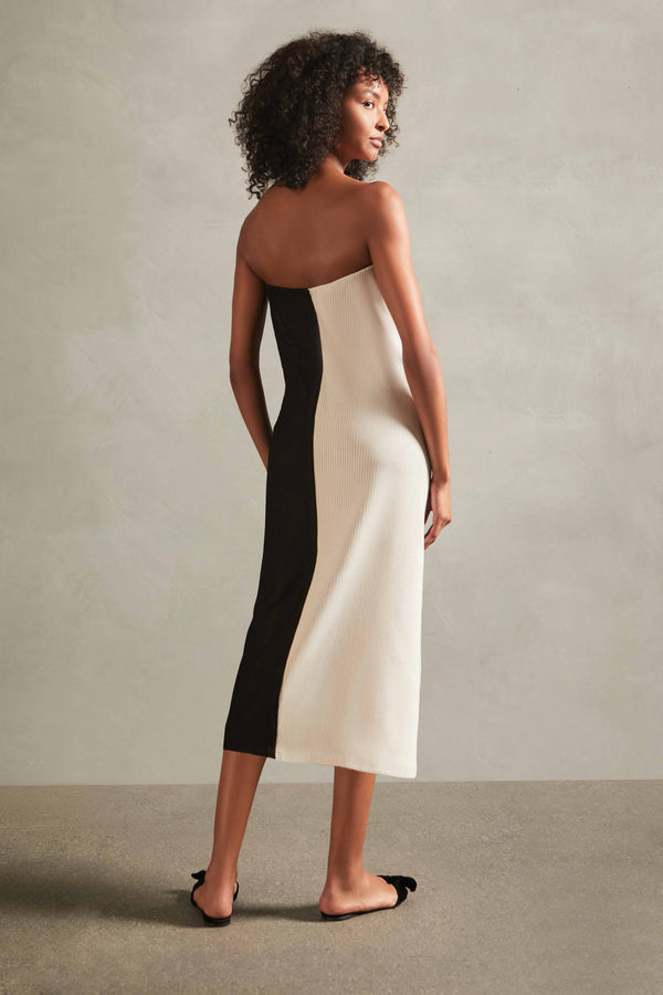 Adriana Degreas Tricot Black And Beige Knit Dress