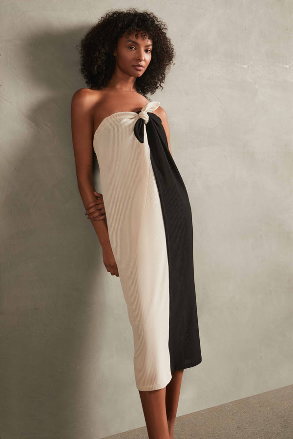 Adriana Degreas Tricot Black And Beige Knit Dress